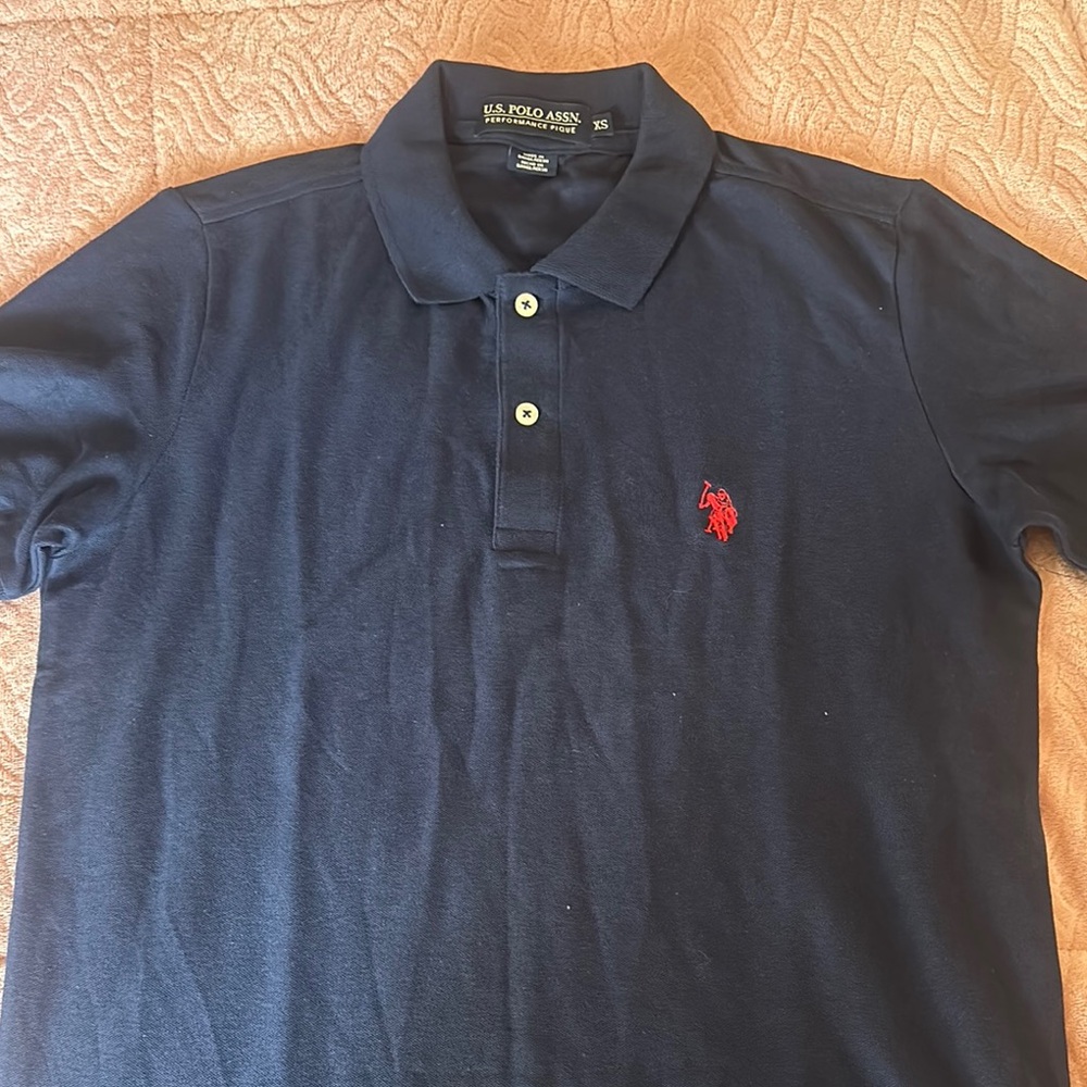 U.S. Polo Assn. Men's Dark Blue Polo with Red Logo
